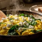 Cette poêlée fondante aux épinards, œufs et feta ne demande que 12 minutes chrono