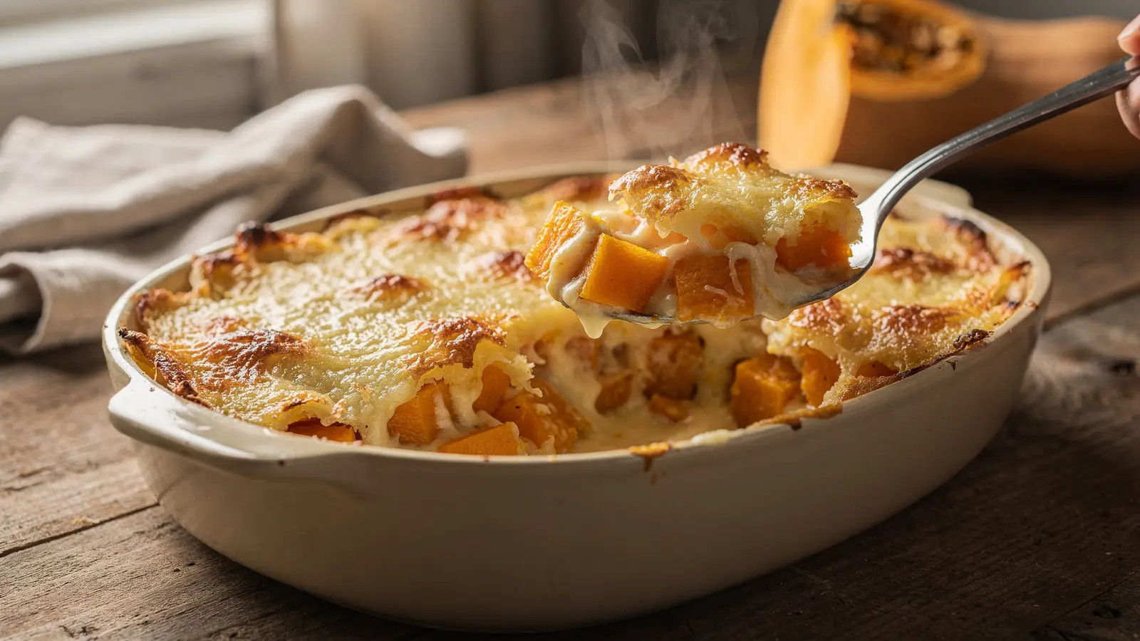 Gratin de courge : crème légère et égouttage soigné pour limiter l’eau dans le plat Gratin de courge : crème légère et égouttage soigné pour limiter l’eau dans le plat