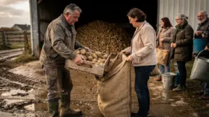 À Penin, un agriculteur a proposé une distribution gratuite de pommes de terre invendues